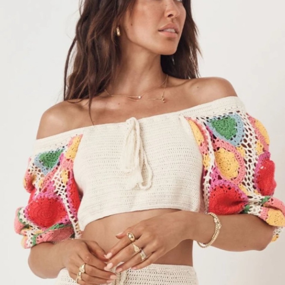 Spell & The Gypsy Collective Let the Sunshine in Crochet Top in Rainbow Sz M NWT - Picture 11 of 11